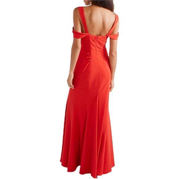 New Halston Heritage Evening Collection stretch crepe rouched gown size 6 red - Picture 3 of 14